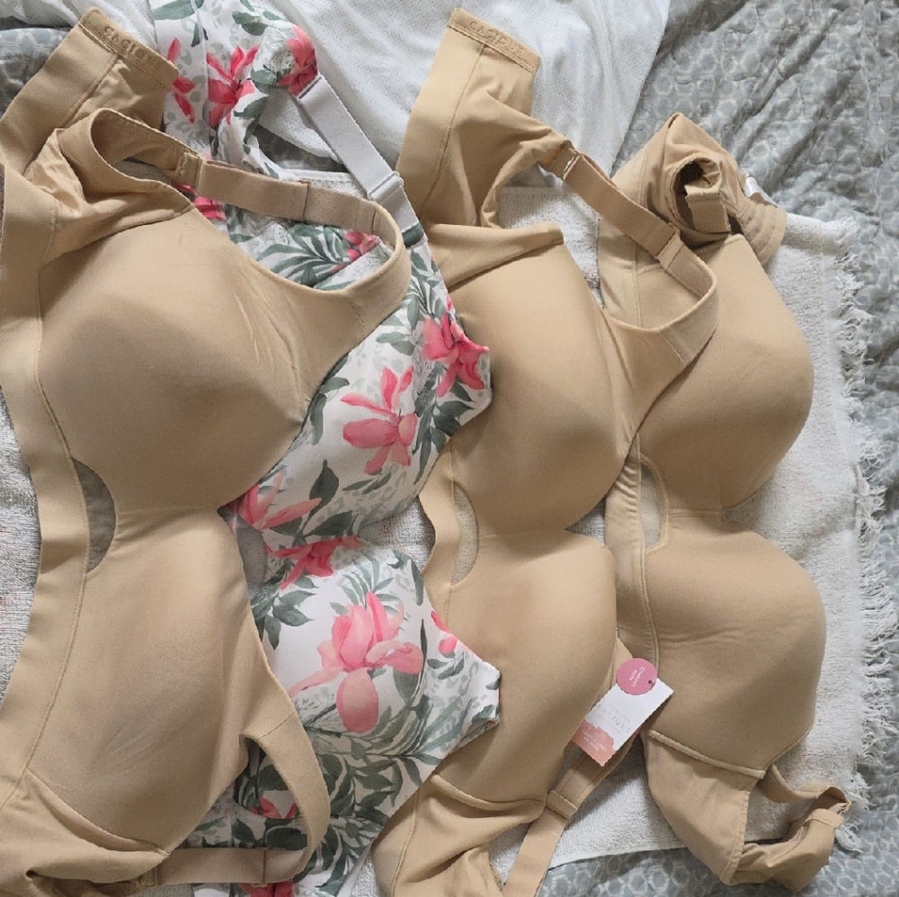 Cacique Tan and Floral Bra Set